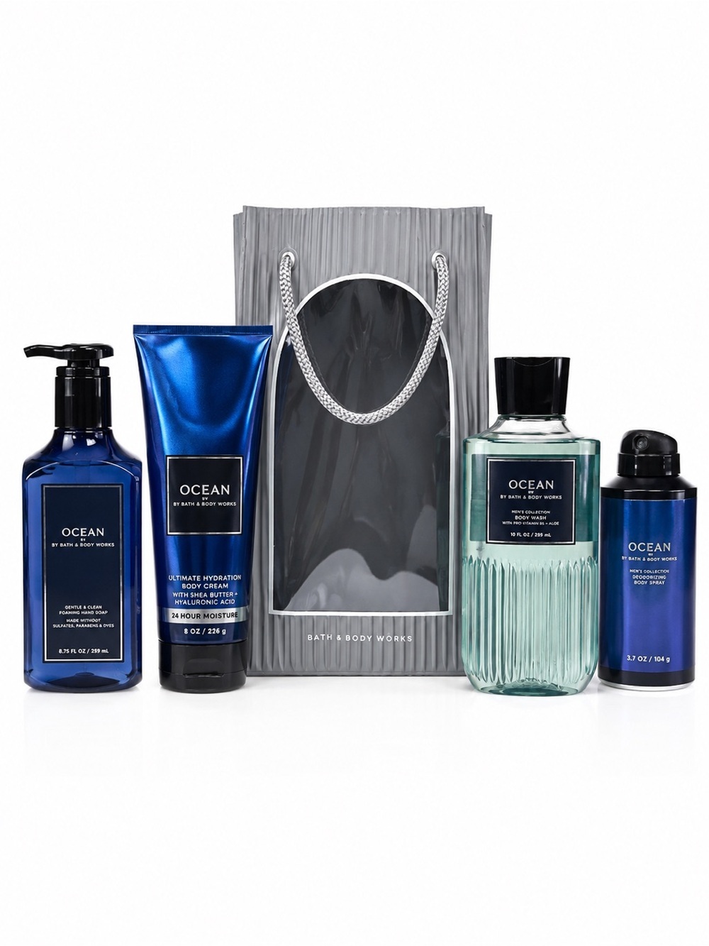 Bath & Body Works Ocean Mens Gift Set Soap Body Cream Face Body Wash Empty Mist